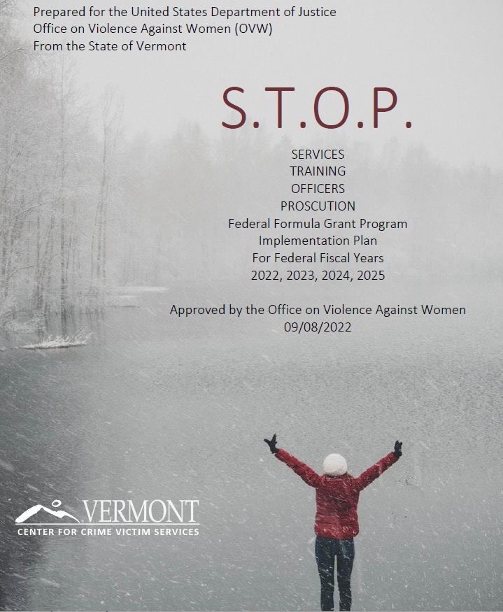 Cover of Vermont 2022 STOP Implementation Plan. 